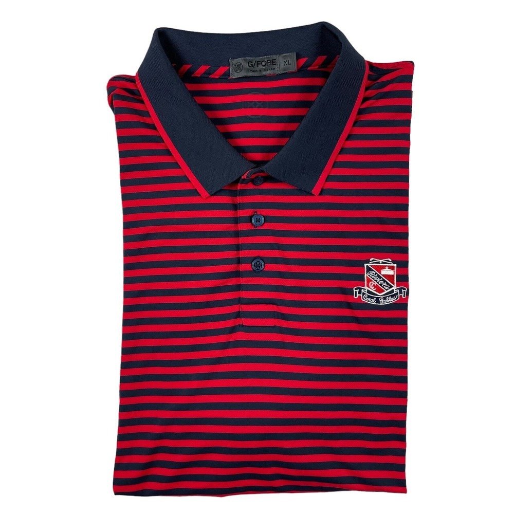 G/Fore Red Blue Striped Performance Riviera Coral Gables Mens Golf Polo Size XL